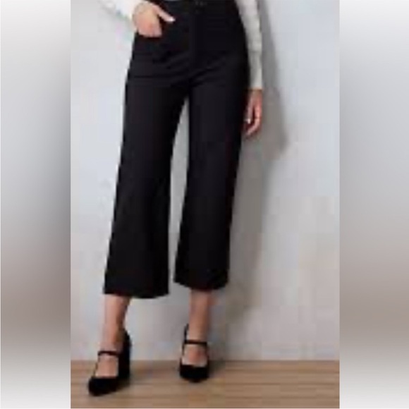 7 for all Mankind black soft corduroy wide leg crop pants medium NWT‎ - Picture 1 of 6